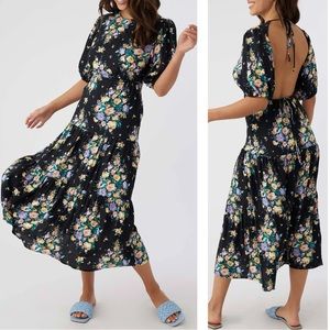 O’Neill NWT Colorful Floral‎ Alta Midi Dress Lightweight Open Back Flowy XS,S,M